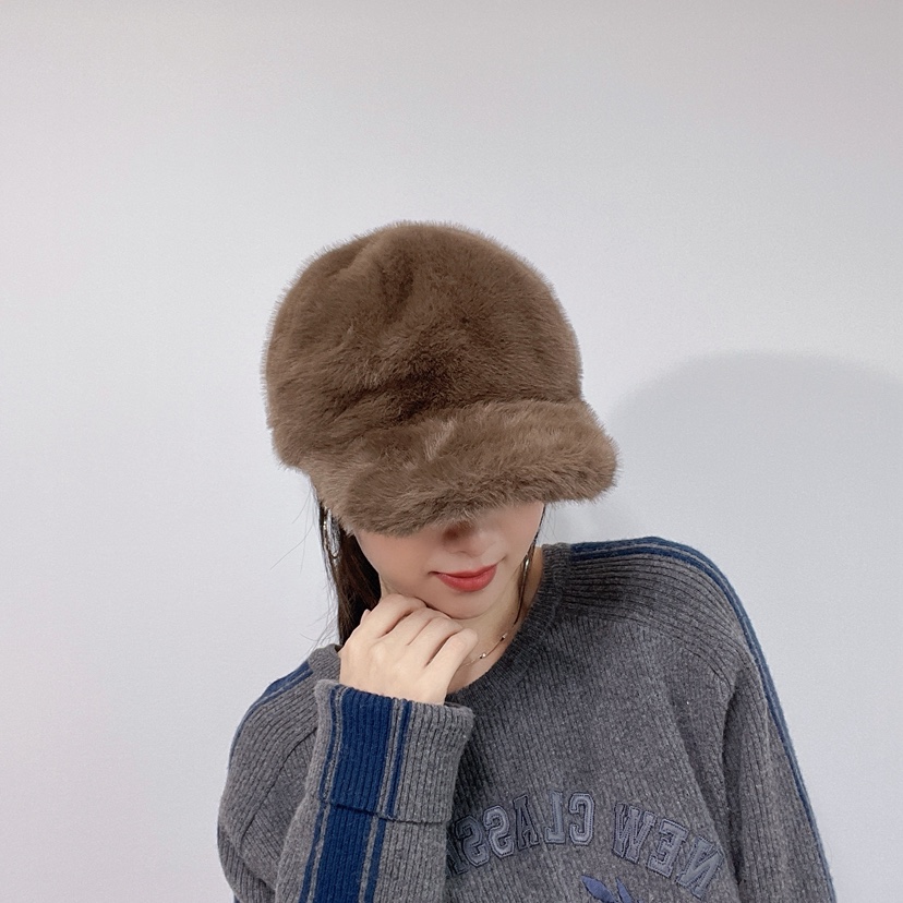 LOVELY HAT韓國直郵26秋冬毛絨鴨嘴帽 秋冬保暖帽帽子毛絨LOVELY HAT帽子