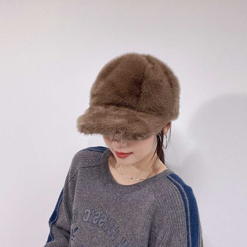 LOVELY HAT韓國直郵26秋冬毛絨鴨嘴帽 秋冬保暖帽帽子毛絨LOVELY HAT帽子