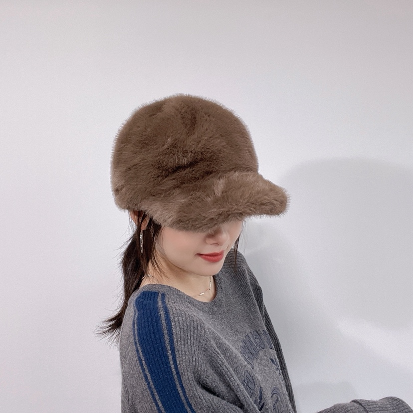 LOVELY HAT韓國直郵26秋冬毛絨鴨嘴帽 秋冬保暖帽帽子毛絨LOVELY HAT帽子圖色1