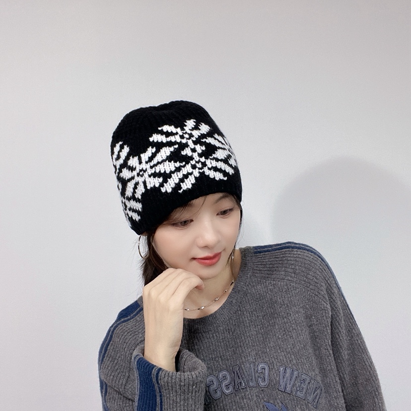 LOVELY HAT韓國直郵26秋冬提花針織冷帽 秋冬保暖帽子花紋提花LOVELY HAT帽子