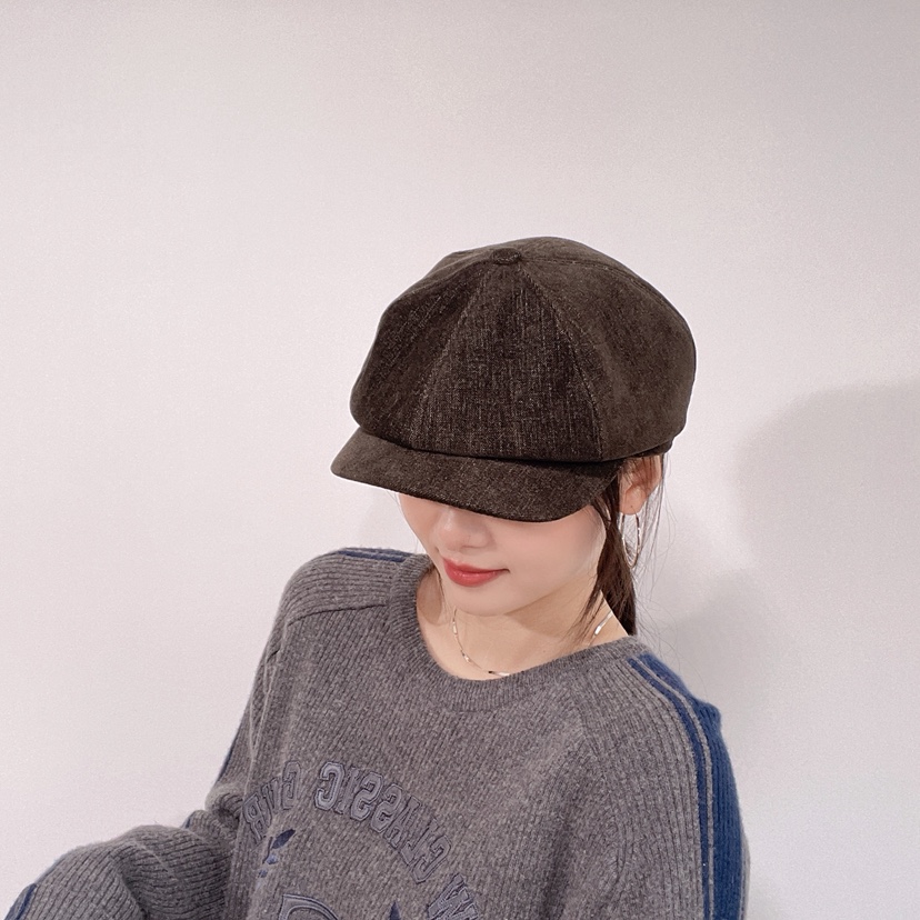 LOVELY HAT東大門代購26秋冬復古燈芯絨八角帽帽子LOVELY HAT帽子