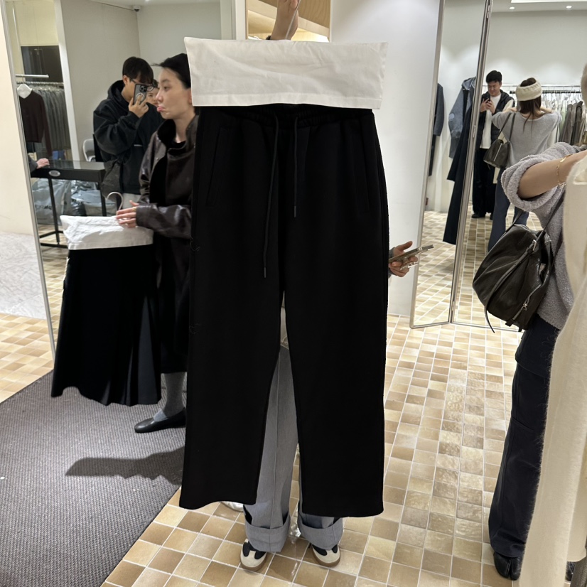 MYNAMEIS/AIME HOPE MAKE韓國直郵26秋冬加絨闊腿衛褲休閑褲加MYNAMEIS/AIME HOPE MAKE休閑褲圖色4黑色
