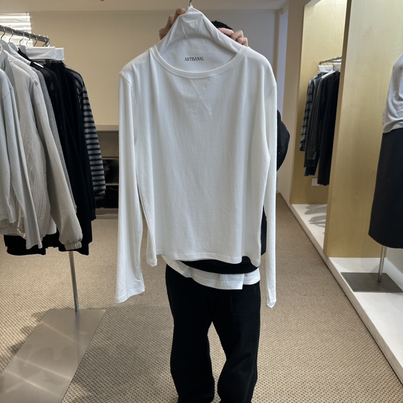 ARTISANAL東大門直郵26秋冬寬松圓領長袖T恤拉絨圓領寬松ARTISANAL長袖T恤圖色1白色