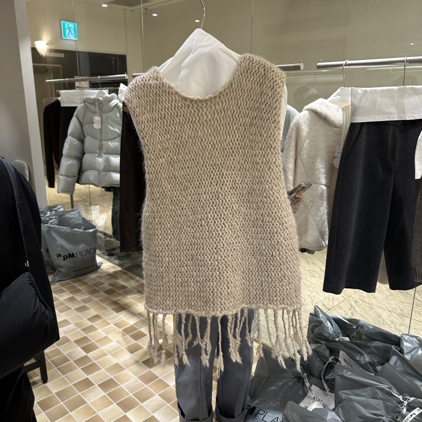 MYNAMEIS/AIME HOPE MAKE東大門實拍26秋冬流蘇針織馬甲單排扣MYNAMEIS/AIME HOPE MAKE馬甲