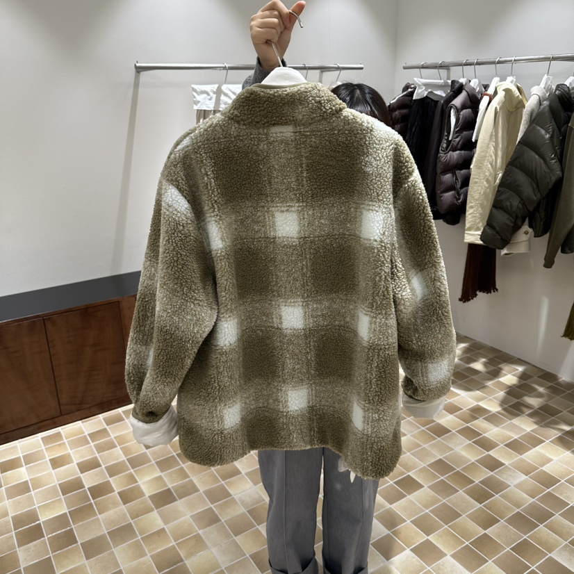 MYNAMEIS/AIME HOPE MAKE東大門實拍26秋冬立領格紋搖粒絨夾克MYNAMEIS/AIME HOPE MAKE夾克