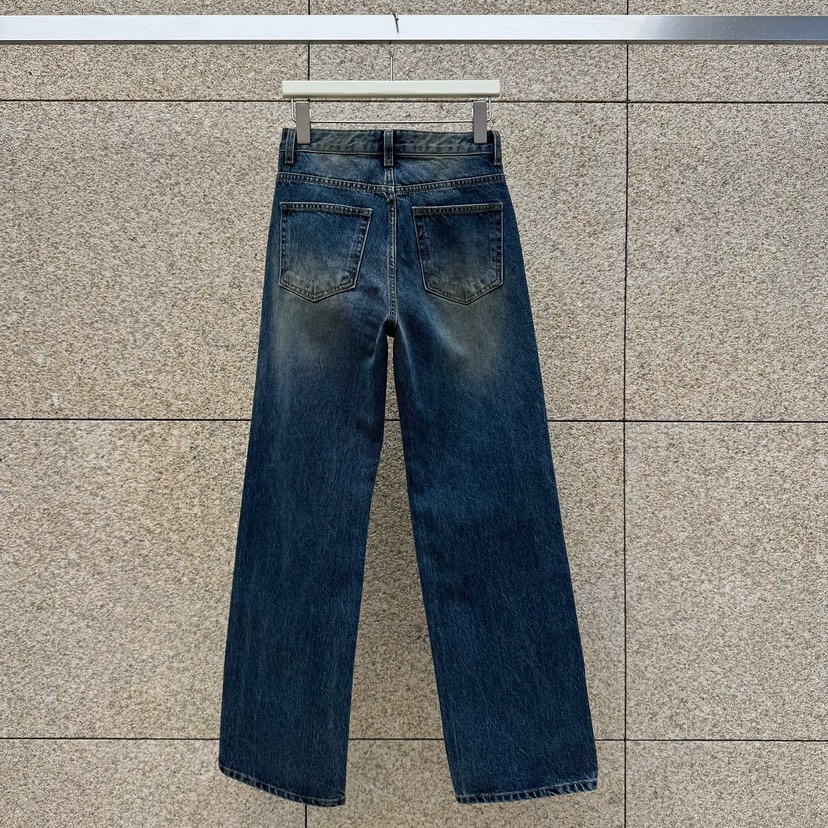 PERS東大門實拍26秋冬直筒做舊牛仔褲 貝蒂牛仔拉鏈開合直筒寬PERS牛仔褲