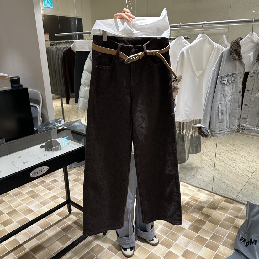 MYNAMEIS/AIME HOPE MAKE東大門代購26秋冬磨毛水洗闊腿休閑褲MYNAMEIS/AIME HOPE MAKE休閑褲圖色1
