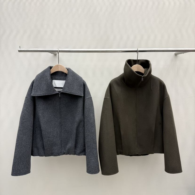 EOOB/LAMEREI東大門代購26秋冬立領短款羊毛夾克短款大衣手工EOOB/LAMEREI短款大衣