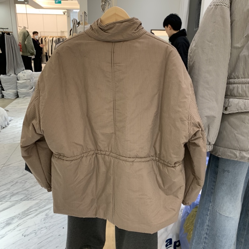 HOUSE OF/DE MERRY東大門代購26秋冬格紋加絨立領短內里毛加絨HOUSE OF/DE MERRY短款棉服