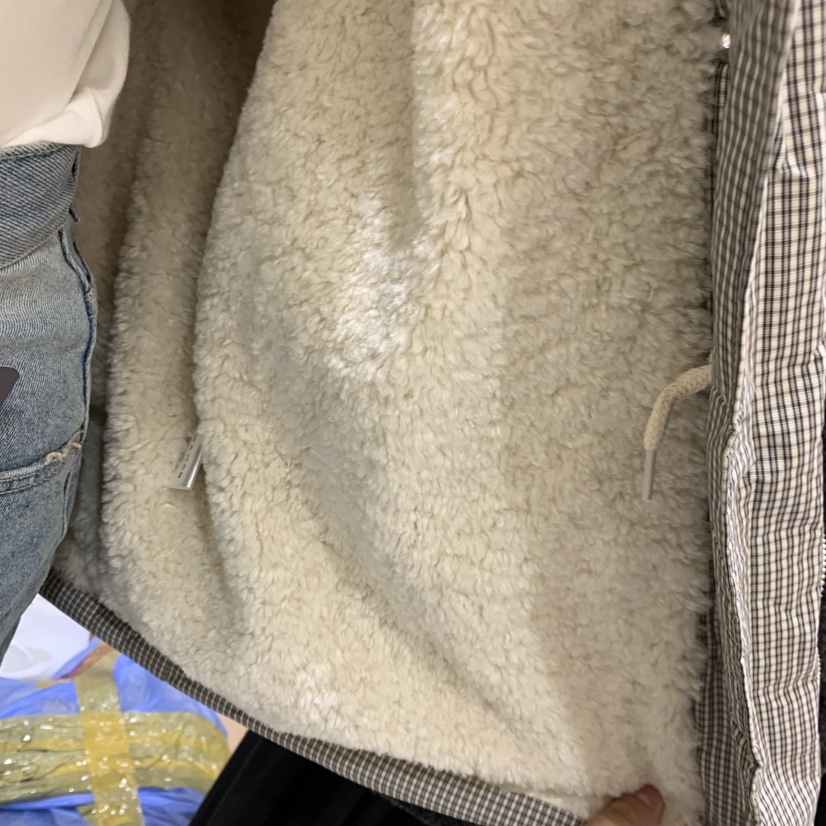 HOUSE OF/DE MERRY東大門代購26秋冬格紋加絨立領短內里毛加絨HOUSE OF/DE MERRY短款棉服