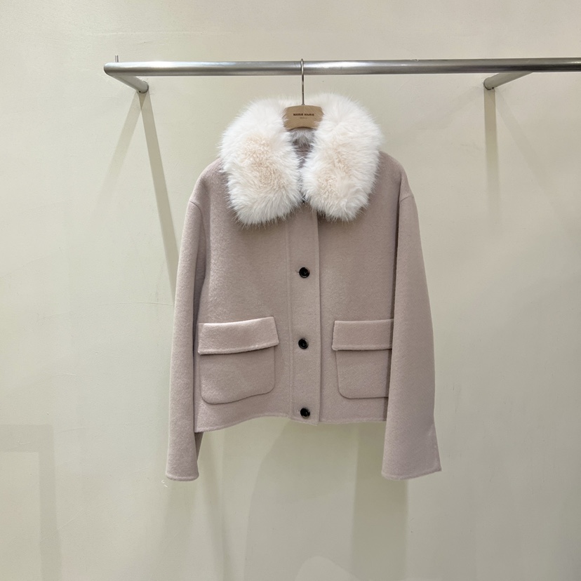 MARIE MARIE東大門代購26秋冬毛領短款夾克可拆卸毛領手工制作MARIE MARIE夾克圖色1