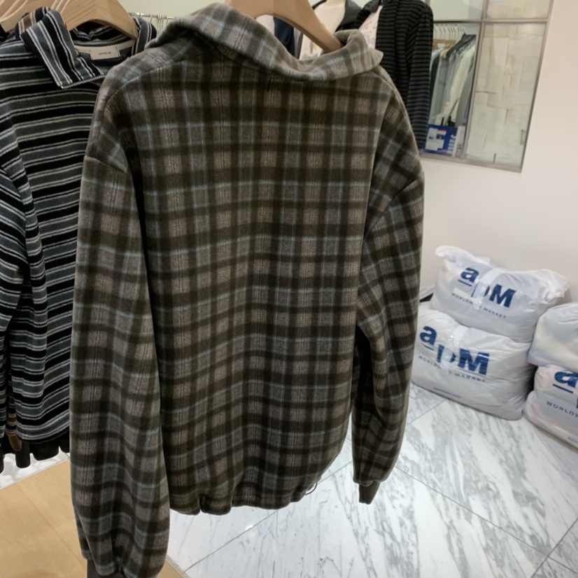 HOUSE OF/DE MERRY韓國直郵26秋冬半拉鏈格紋衛衣半拉鏈抓絨抽HOUSE OF/DE MERRY衛衣