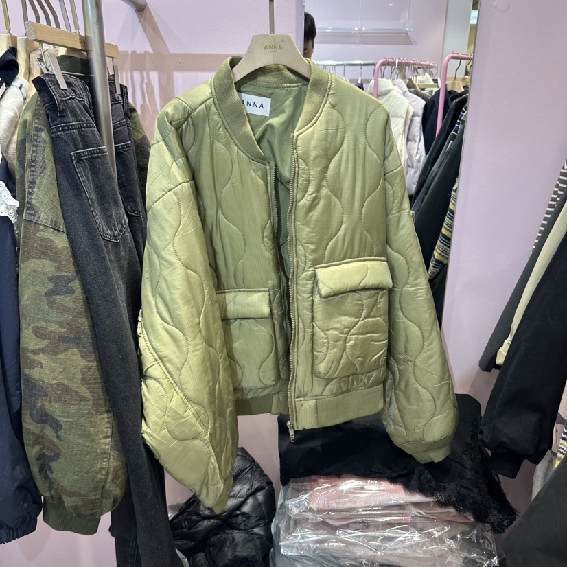 ANNA東大門實拍26秋冬波浪衍縫短款棉服棉ANNA短款棉服圖色1