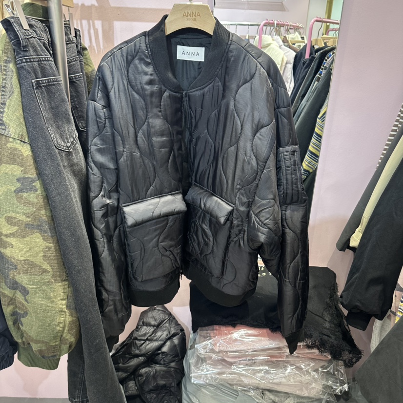 ANNA東大門實拍26秋冬波浪衍縫短款棉服棉ANNA短款棉服圖色2
