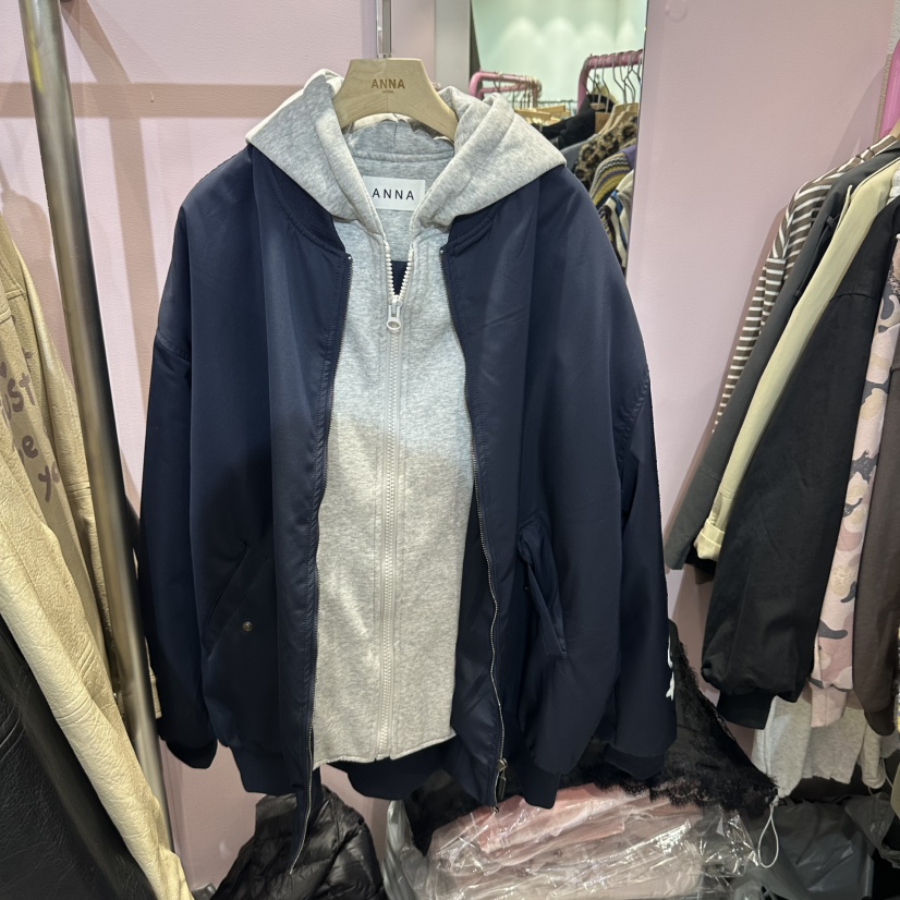 ANNA東大門實拍26秋冬寬松落肩工裝夾克口袋落肩寬松ANNA夾克圖色1