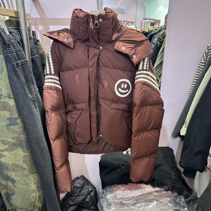 ANNA東大門代購26秋冬短款條紋羽絨外套短款羽絨服羽絨服立領ANNA短款羽絨服圖色2