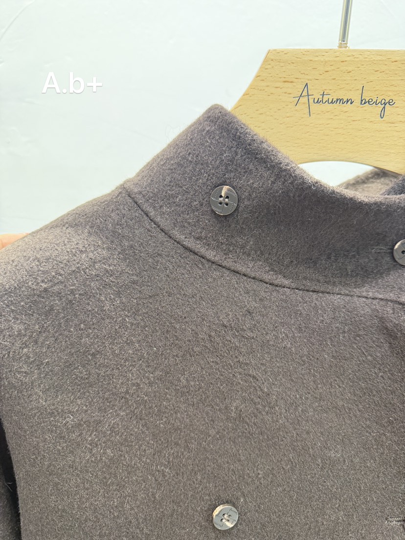 A.b+/AUTUMN BEIGE東大門代購26秋冬立領雙排扣短夾克雙排扣口A.b+/AUTUMN BEIGE夾克