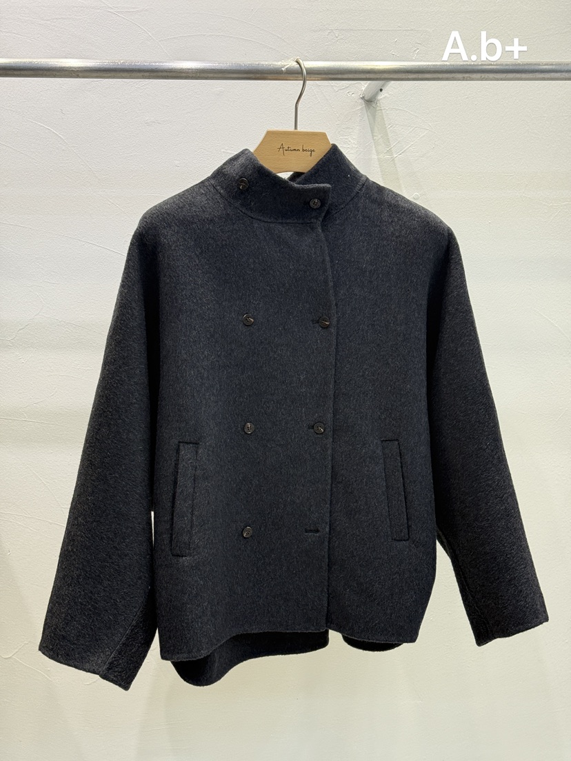 A.b+/AUTUMN BEIGE東大門代購26秋冬立領雙排扣短夾克雙排扣口A.b+/AUTUMN BEIGE夾克圖色2