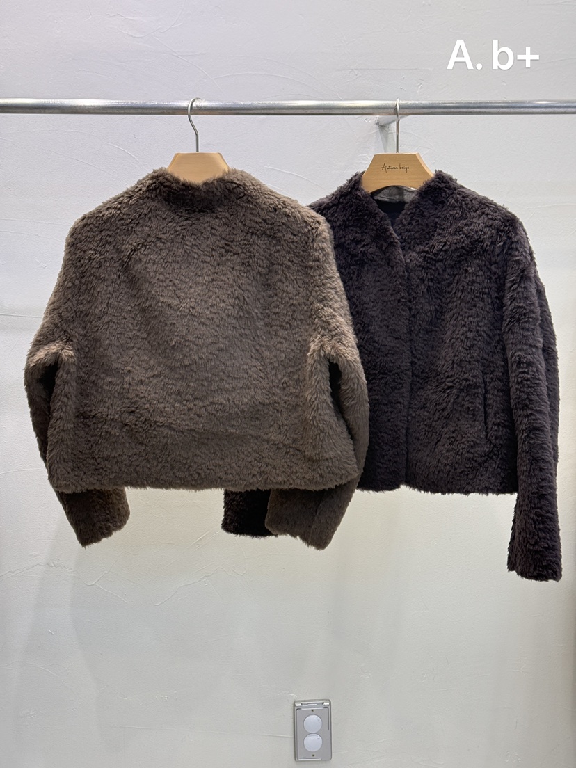A.b+/AUTUMN BEIGE韓國直郵26秋冬短款毛絨夾克短款A.b+/AUTUMN BEIGE夾克