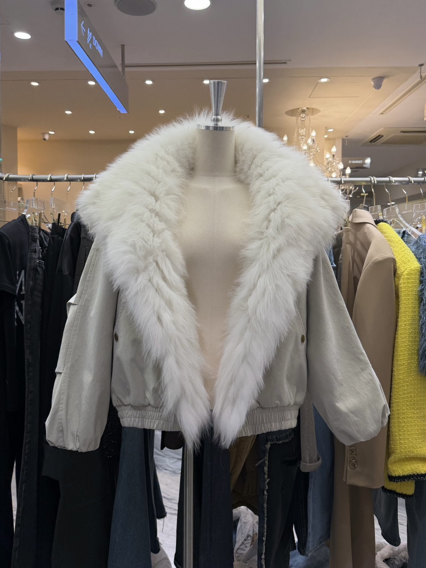Work_shop東大門直郵26秋冬短款毛領羽絨兩面穿外套短款羽絨服Work_shop短款羽絨服