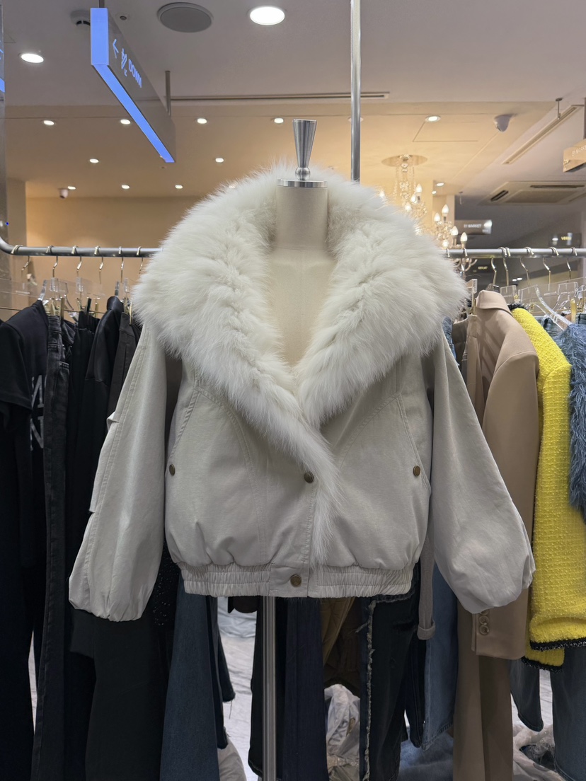 Work_shop東大門直郵26秋冬短款毛領羽絨兩面穿外套短款羽絨服Work_shop短款羽絨服圖色1