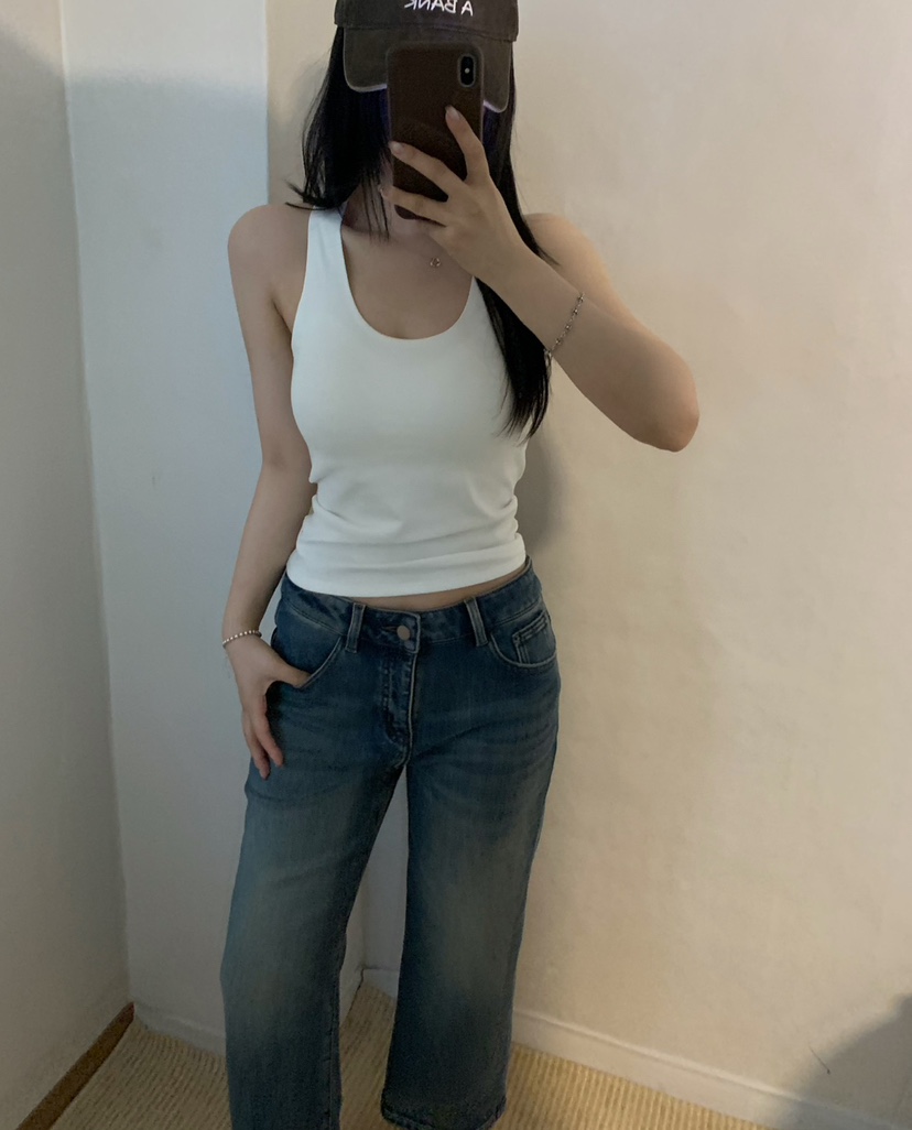 TEWNTY FOUR SEVEN24-7韓國代購26秋冬修身胸墊背心吊帶修身TEWNTY FOUR SEVEN24-7吊帶/背心