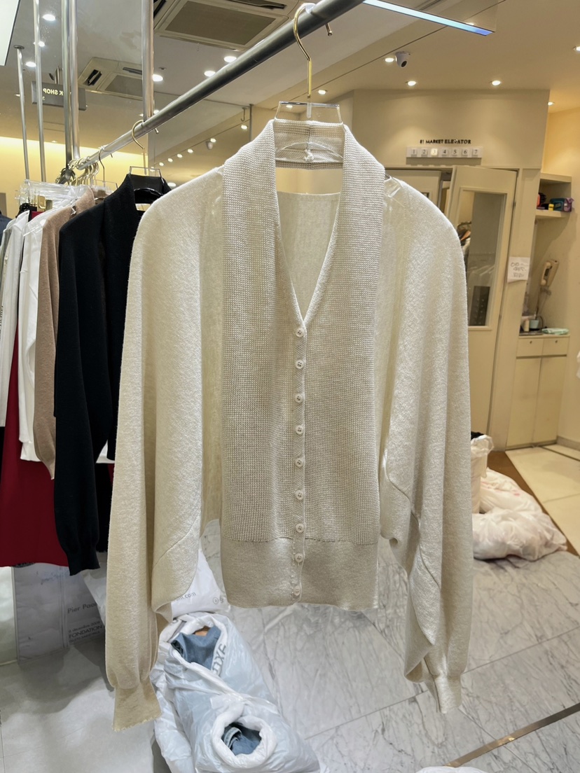 Work_shop韓國代購26秋冬燈籠袖短款針織開衫針織衫單排扣V領Work_shop針織衫圖色3