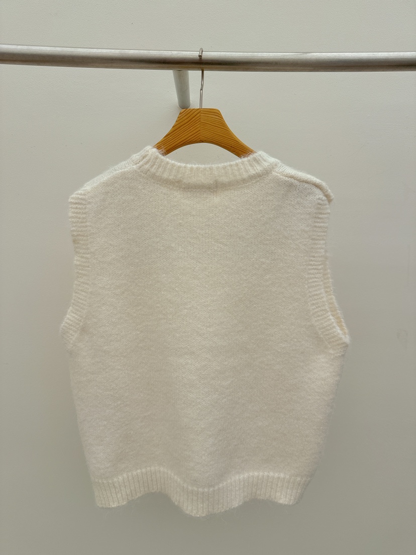 THORE東大門直郵26秋冬刺繡波浪擺針織背心吊帶刺繡圓領無袖THORE吊帶/背心
