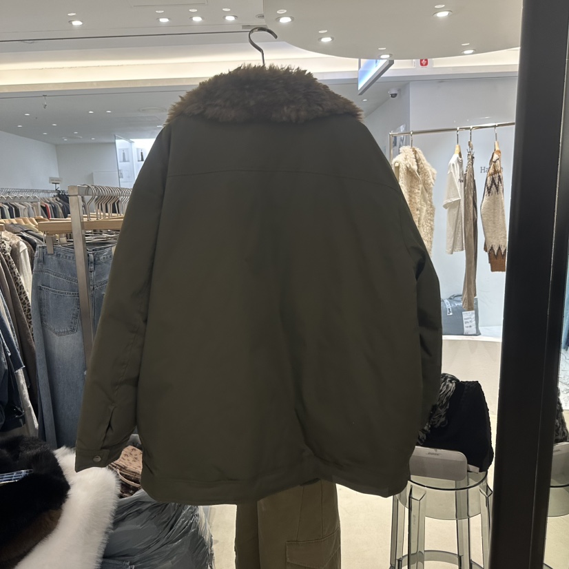 Acker東大門代購26秋冬毛領短款羽絨服羽絨服口袋毛皮按扣寬松Acker短款羽絨服