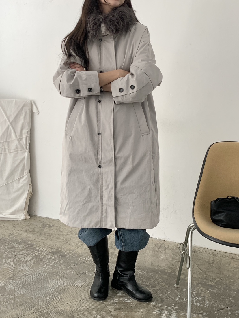 PIN-UP韓國代購女士新款真品時尚人氣熱賣推薦長款棉服翻領PIN-UP長款棉服
