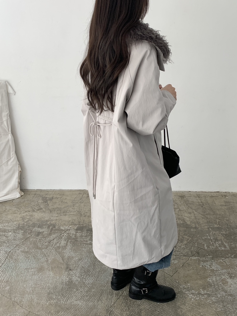 PIN-UP韓國代購女士新款真品時尚人氣熱賣推薦長款棉服翻領PIN-UP長款棉服