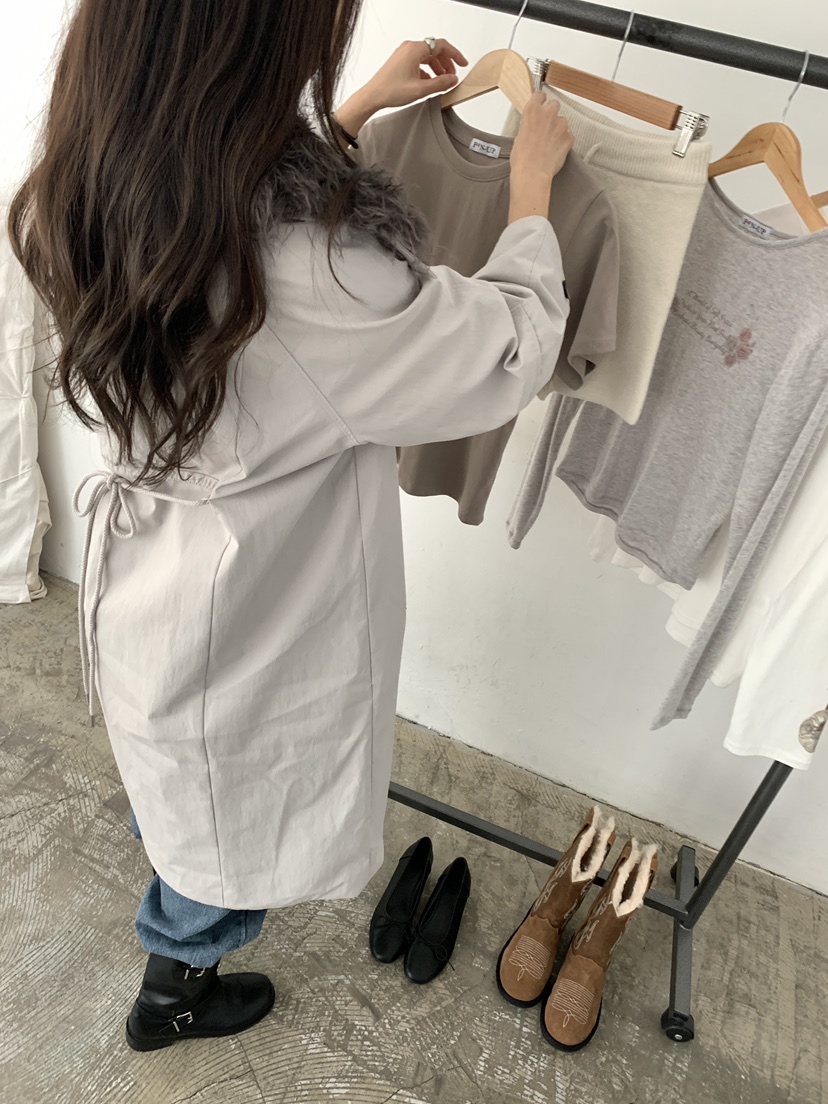 PIN-UP韓國代購女士新款真品時尚人氣熱賣推薦長款棉服翻領PIN-UP長款棉服