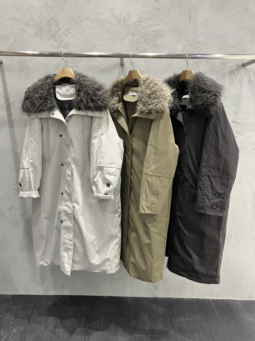 PIN-UP韓國代購女士新款真品時尚人氣熱賣推薦長款棉服翻領PIN-UP長款棉服