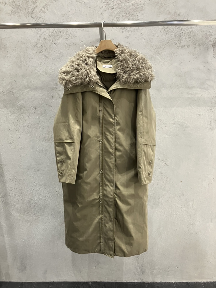 PIN-UP韓國代購女士新款真品時尚人氣熱賣推薦長款棉服翻領PIN-UP長款棉服圖色3