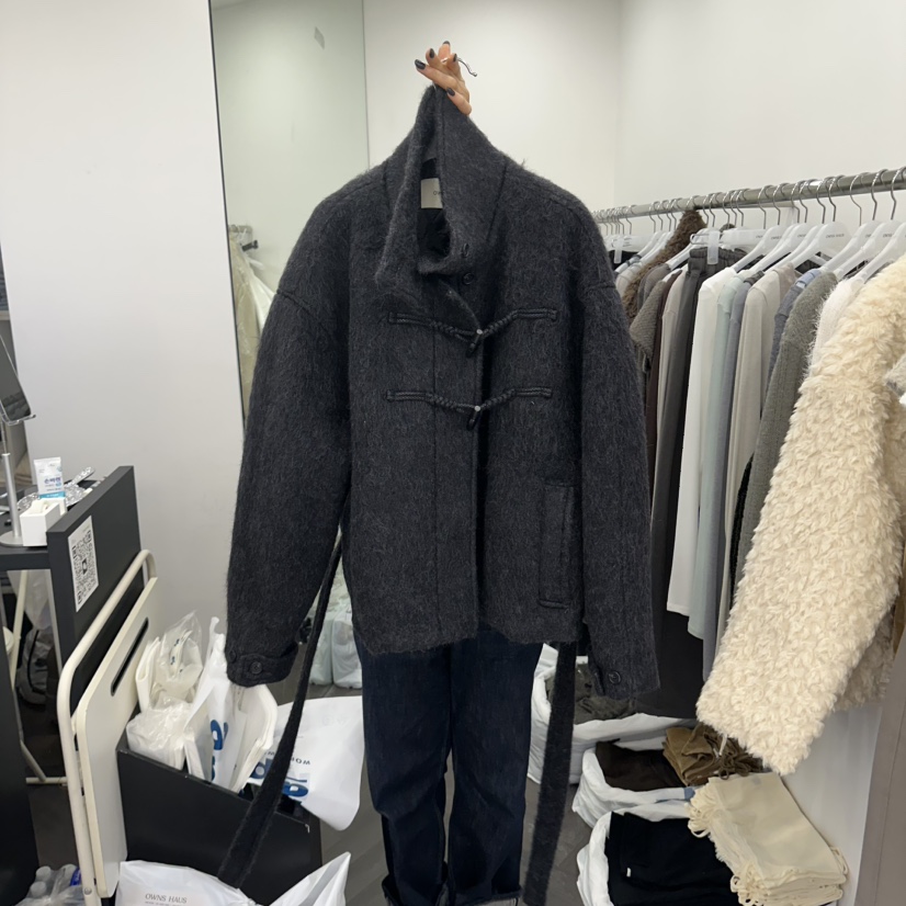 OWNS韓國代購女裝新款人氣推薦休閑時尚真品短款大衣含腰帶OWNS短款大衣圖色2