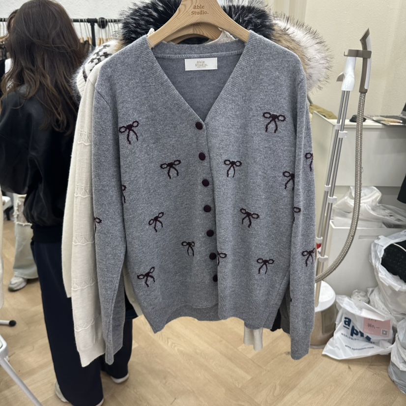 ABLESTUDIO東大門代購女士新款時尚熱賣職業休閑開衫絲帶ABLESTUDIO開衫圖色2