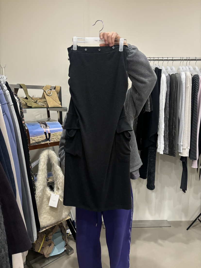 NAMED東大門代購女士新款職業時尚休閑推薦人氣長裙工裝絨NAMED長裙圖色2黑色