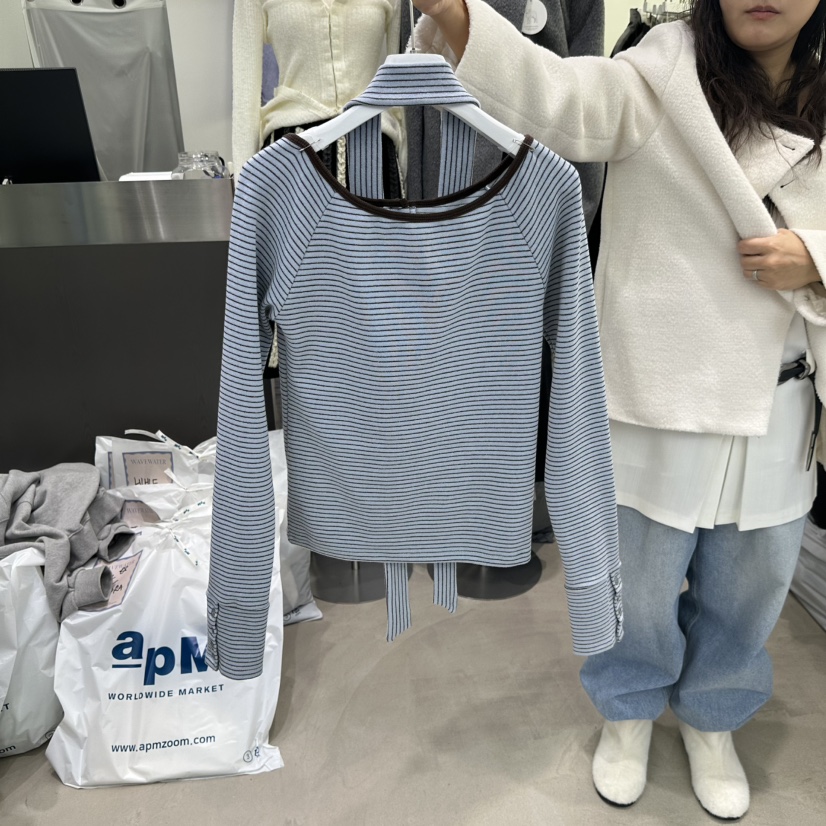 WAVEWATER東大門實拍女士新款熱賣時尚職業長袖T恤含圍巾WAVEWATER長袖T恤