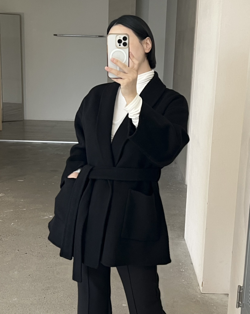 VERNI東大門代購女裝新品職業時尚推薦中長款大衣含腰繩手工VERNI中長款大衣