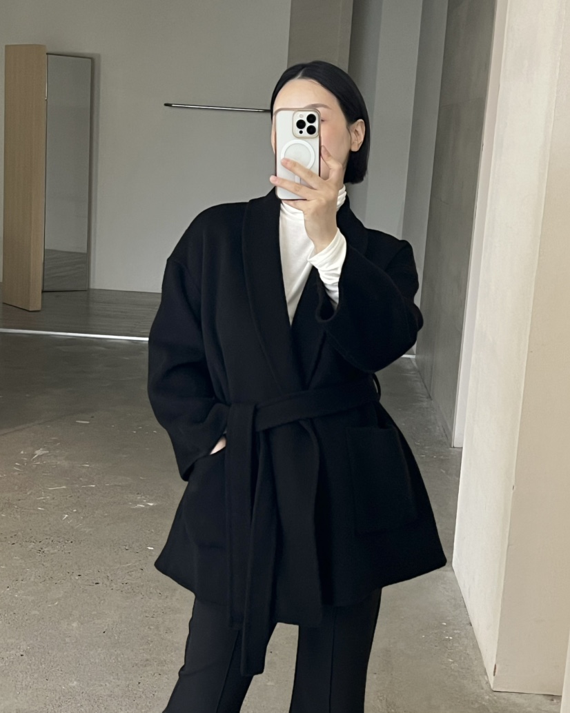 VERNI東大門代購女裝新品職業時尚推薦中長款大衣含腰繩手工VERNI中長款大衣