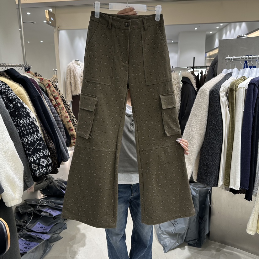 SHOP BENE_Bene東大門代購26秋冬碎花工裝微喇休閑褲口袋工裝SHOP BENE_Bene休閑褲圖色1