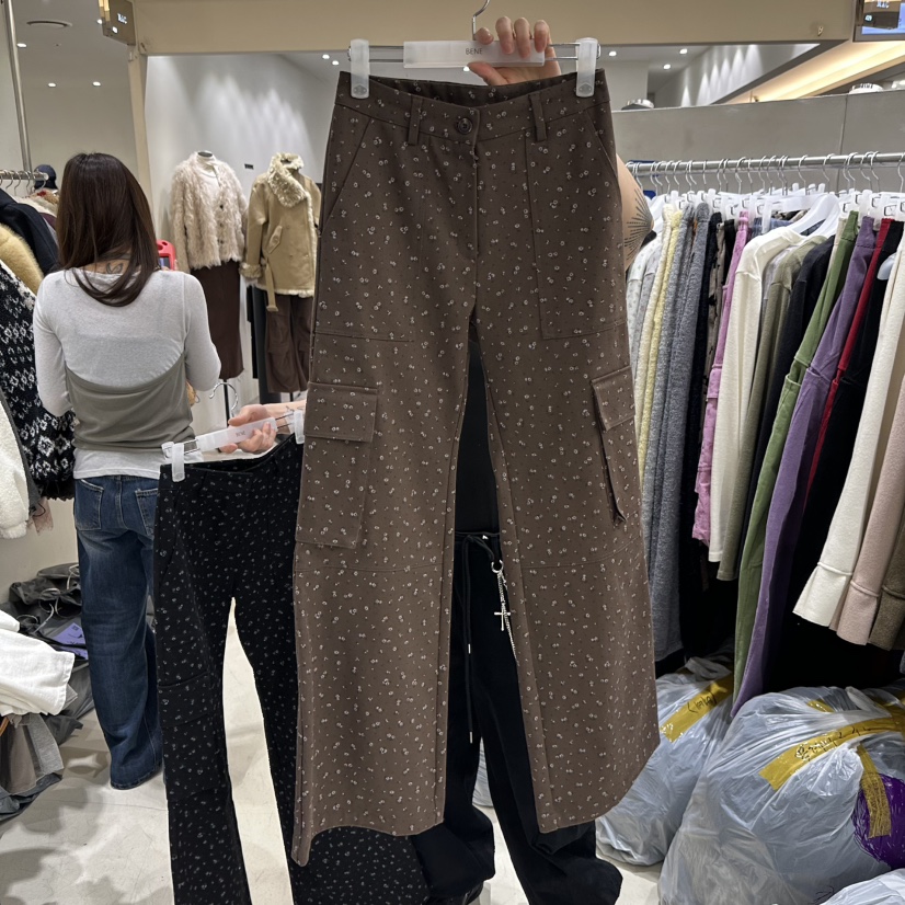 SHOP BENE_Bene東大門代購26秋冬碎花工裝微喇休閑褲口袋工裝SHOP BENE_Bene休閑褲圖色2