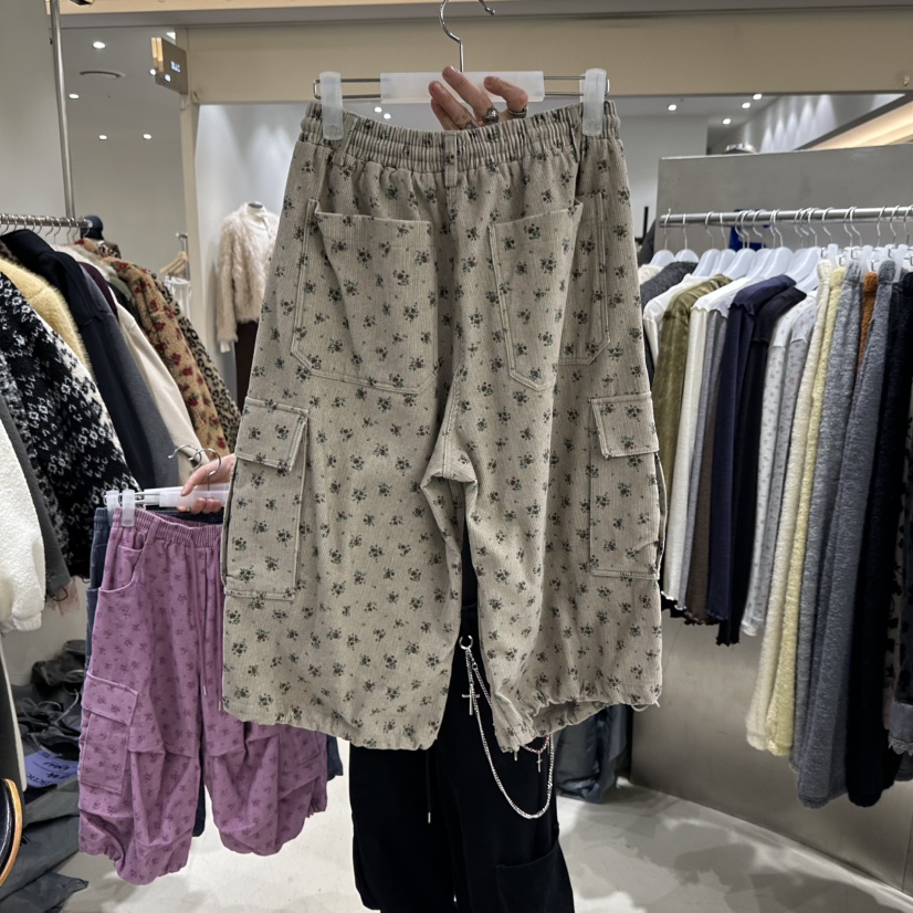 SHOP BENE_Bene東大門代購26秋冬碎花工裝抽繩短褲口袋工裝抽SHOP BENE_Bene短褲