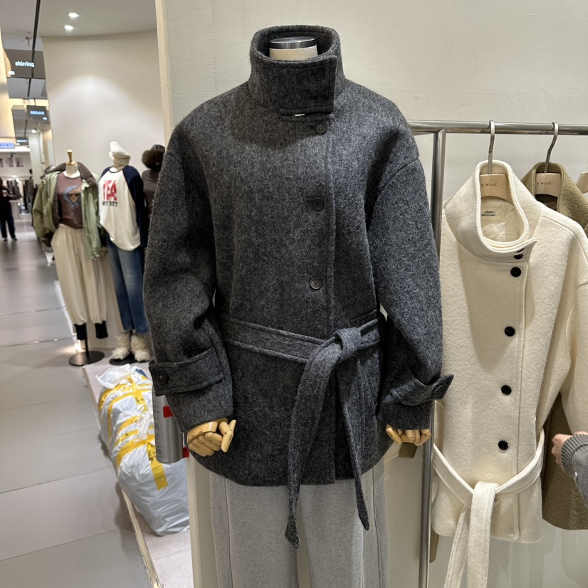 A WANT東大門直郵女士新品熱賣休閑推薦人氣夾克含腰帶高領A WANT夾克圖色2