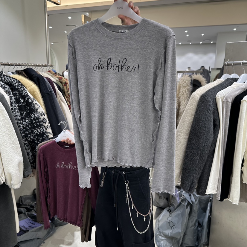 SHOP BENE_Bene東大門實拍26秋冬木耳邊圓領長袖T恤木耳邊圓領SHOP BENE_Bene長袖T恤圖色2