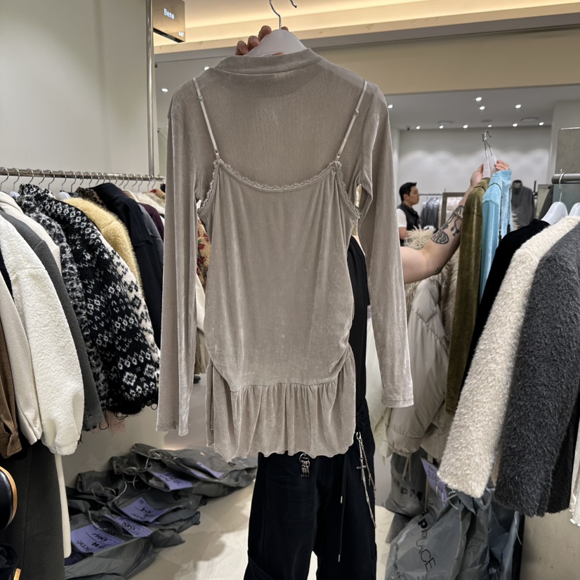 SHOP BENE_Bene東大門代購女裝新款休閑吊帶背心不含內搭天鵝絨無袖SHOP BENE_Bene吊帶/背心