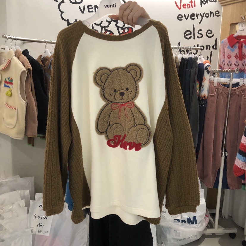VENTI東大門直郵女裝新品人氣熱賣推薦真品衛衣泰迪熊加絨VENTI衛衣圖色1