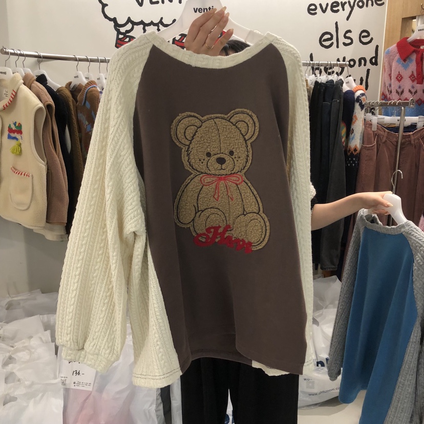 VENTI東大門直郵女裝新品人氣熱賣推薦真品衛衣泰迪熊加絨VENTI衛衣圖色3