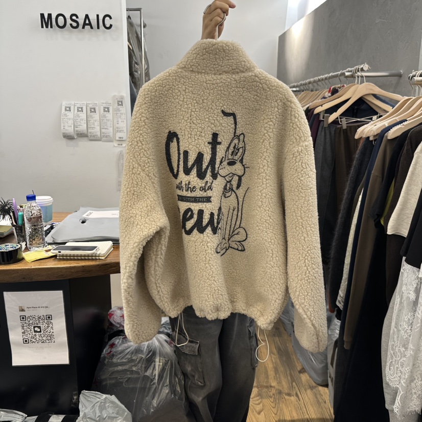 MOSAIC韓國代購26秋冬立領抽繩羊羔毛夾克可調節口袋立領抽繩MOSAIC夾克