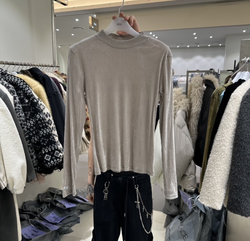 SHOP BENE_Bene東大門直郵26秋冬絲絨高領打底衫長袖T恤修身版SHOP BENE_Bene長袖T恤圖色2